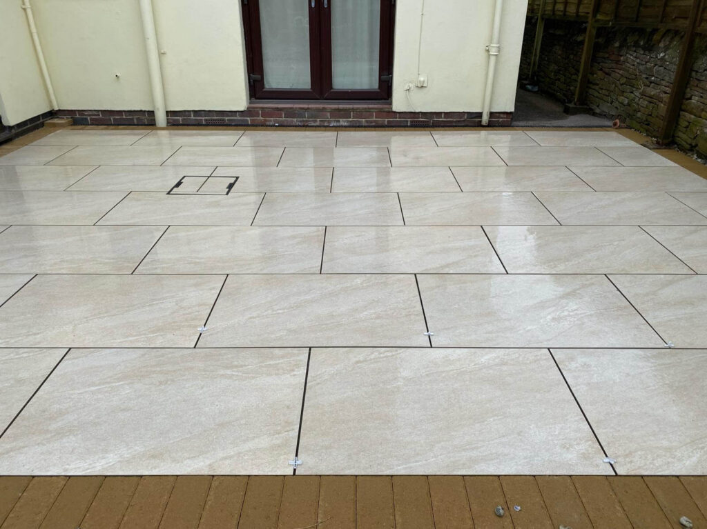 grey porcelain patio